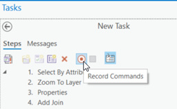 The Record task steps button in the ArcGIS Pro Tasks Designer panel