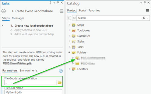 ArcGIS Pro Tasks. Example of using the dot (.) abbreviation for the project home folder location in an ArcGIS Pro tool parameter