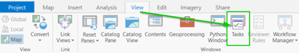 ArcGIS Pro Tasks tool in the ArcGIS Pro View ribbon