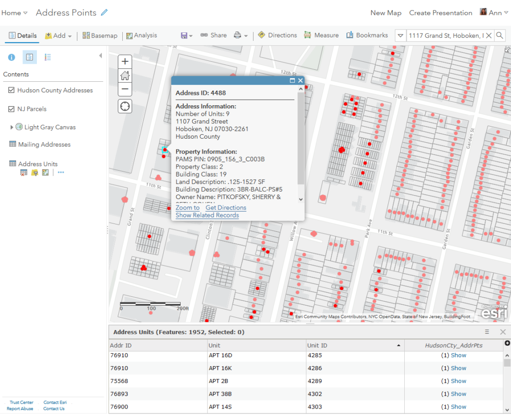 ArcGIS Online web map showing layer pop-up with attributes created using Esri Arcade scripting language