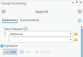 The Append tool interface in ArcGIS Pro