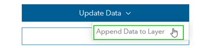 The Update Data function in a FeatureLayer item in ArcGISOnline