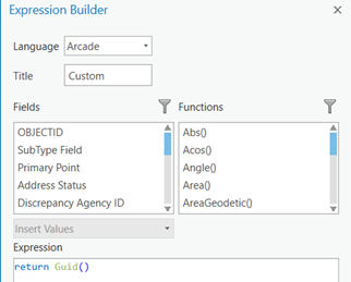 ArcGIS Pro Attribute rules Expression builder interface