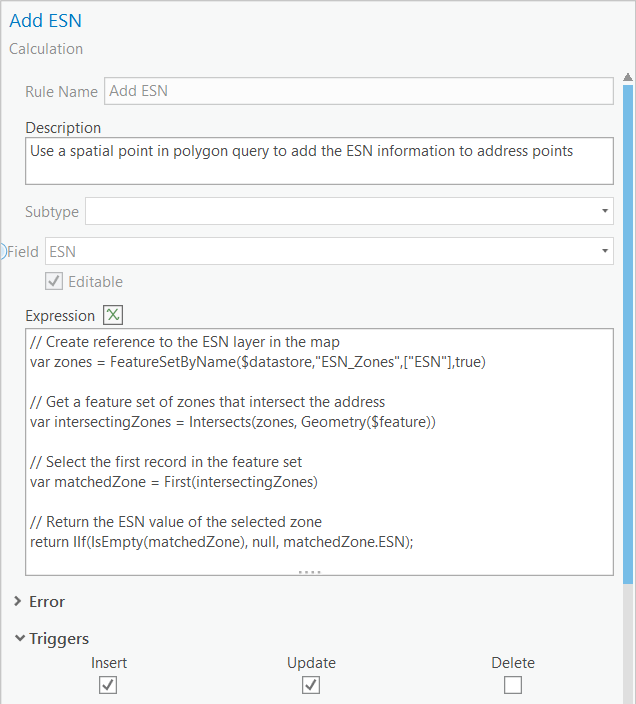 Using ArcGIS Attribute Rules spatial intersection query to add zone information to address points